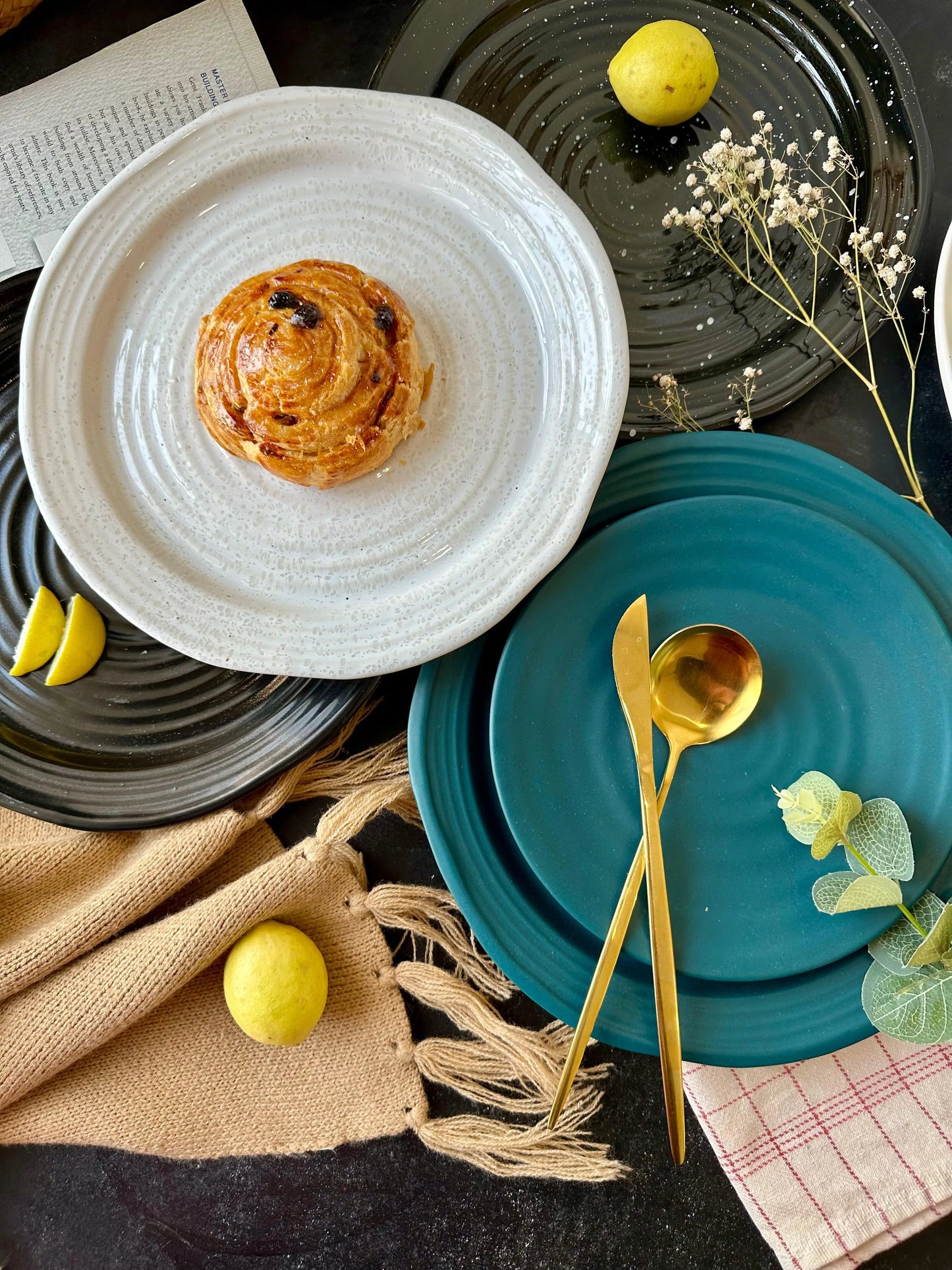 3D Teal Matte Spiral Plate - Set of 2 - The Home Palette - - Plate