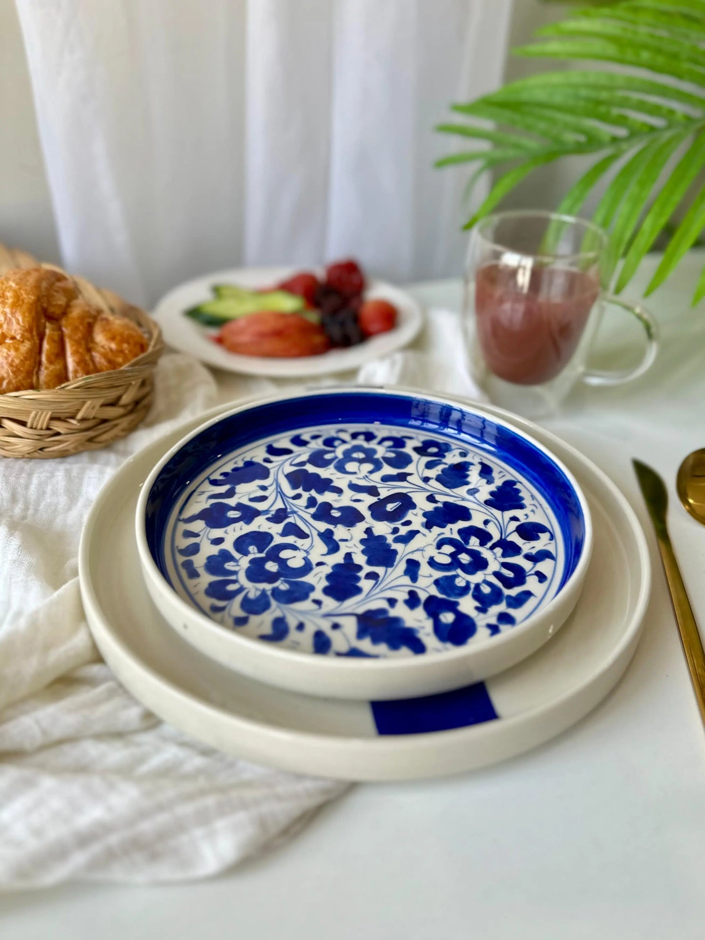 Blue Pottery Hand-Painted Platter - The Home Palette - - Platter