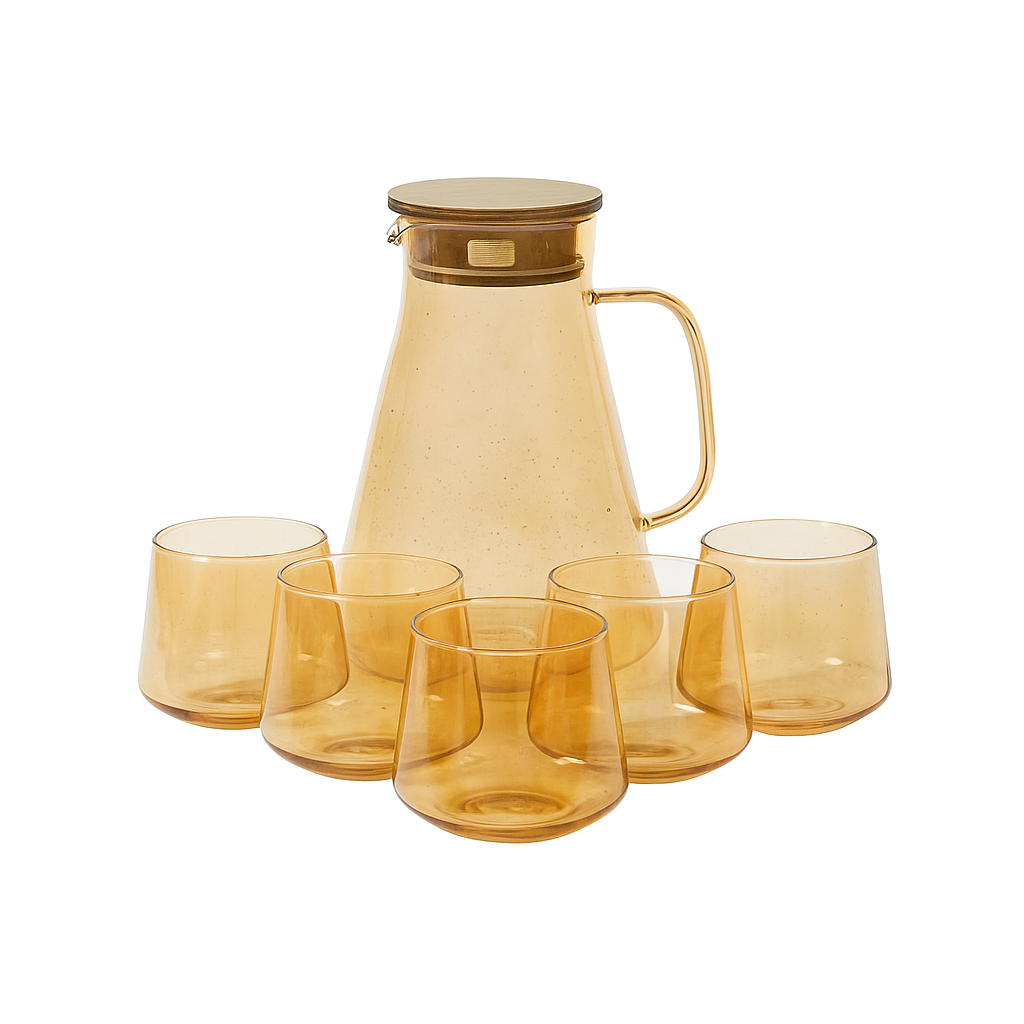 Gold Borosilicate Glassware Set β 7 Pcs - The Home Palette - - glass