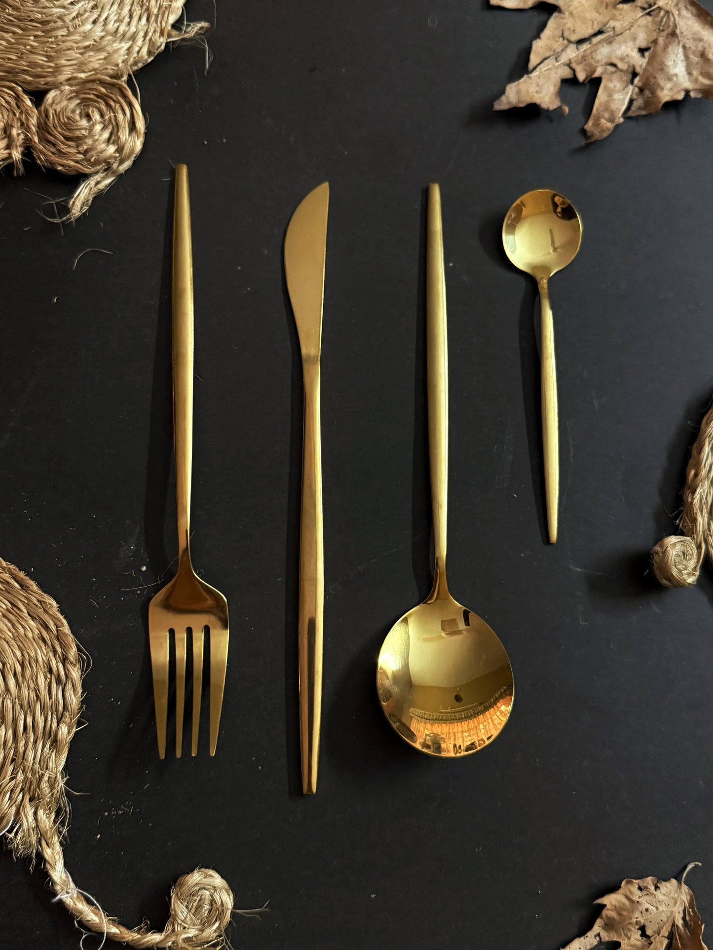 Golden Luxe Cutlery Set - 24 Pcs - The Home Palette - - Cutlery
