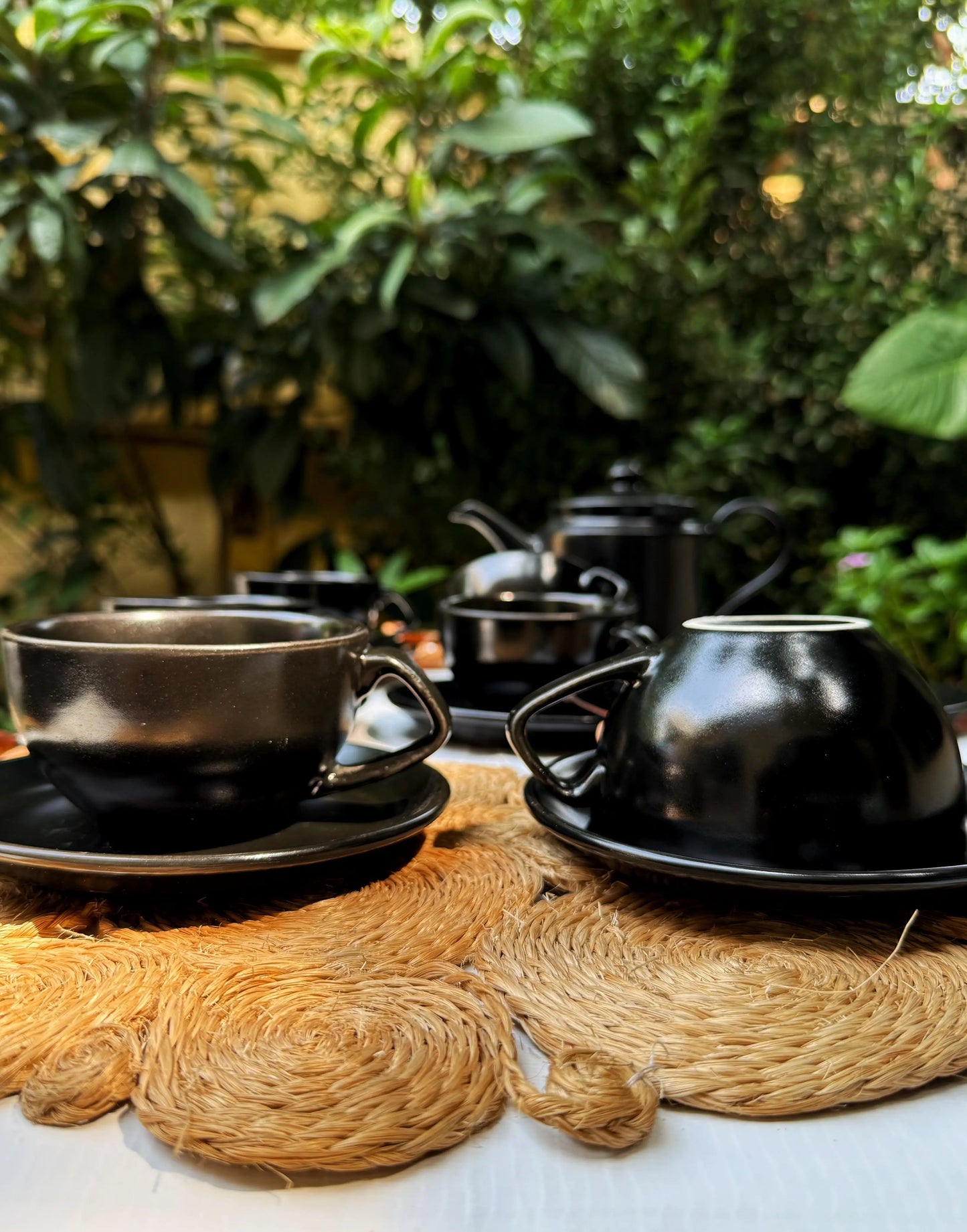 Dune Cups with Saucers (Set of 6) - Black