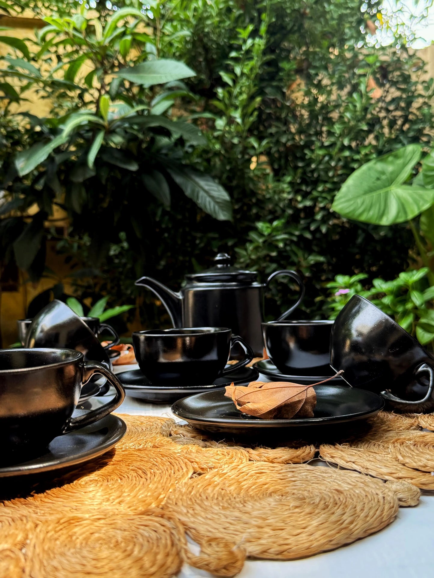 Dune Cups with Saucers (Set of 6) - Black