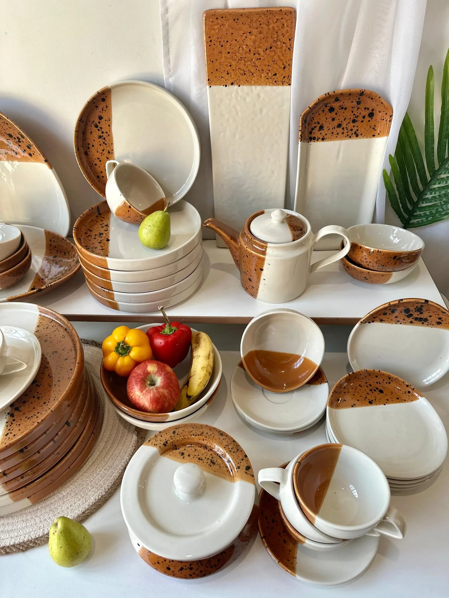 Burnt Maple Premium Dinner Set - 44 Pcs