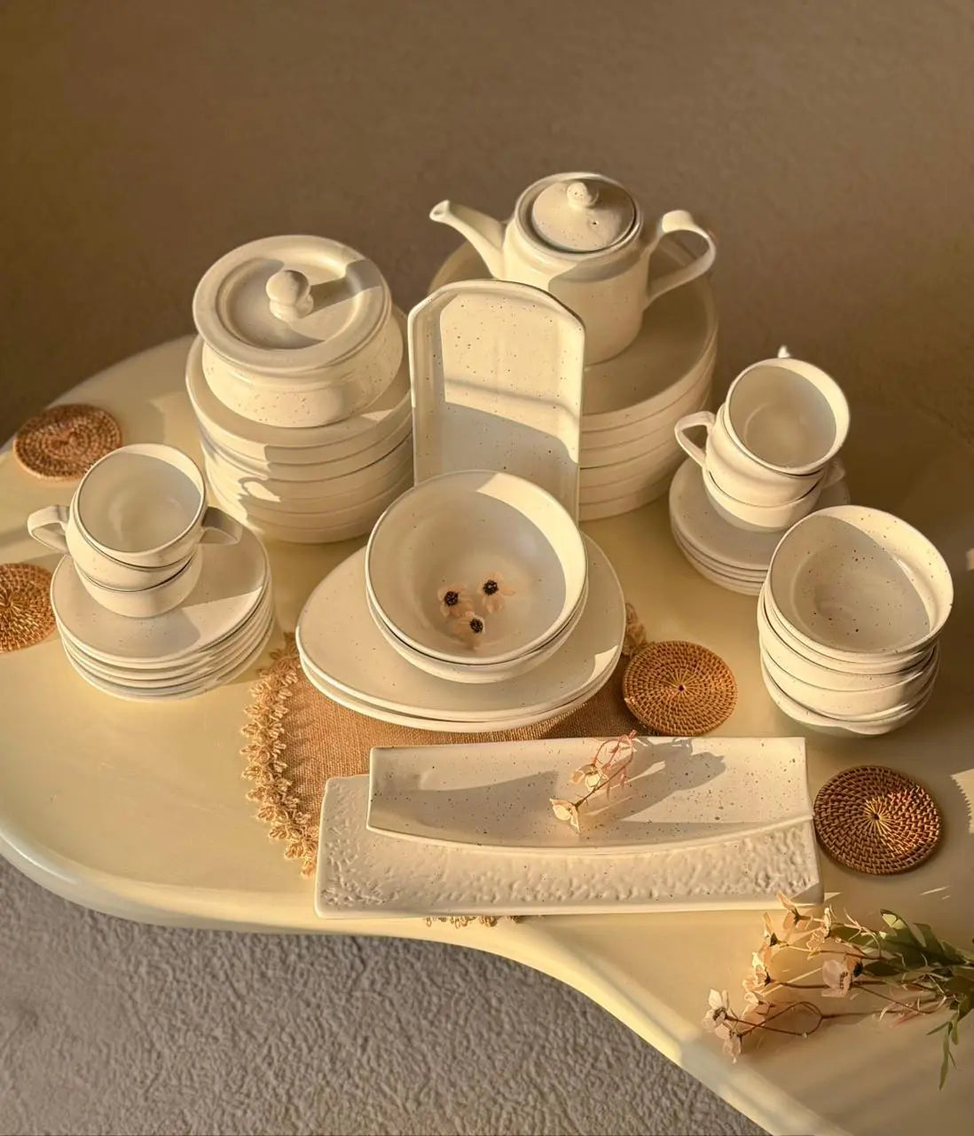 Ivory White Premium Dinner Set - 45 pcs - The Home Palette - 48999.0 - 