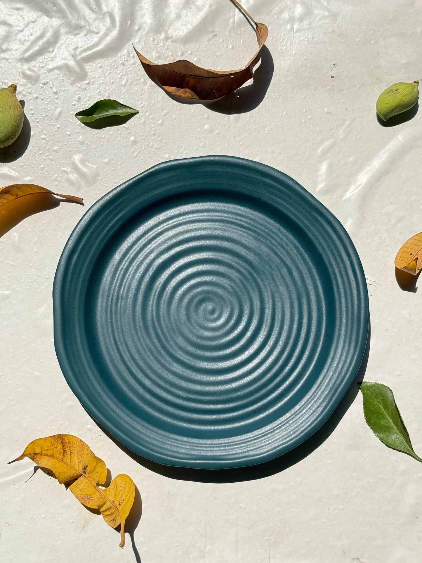 3D Teal Matte Spiral Plate - Set of 2 - The Home Palette -  - Plate
