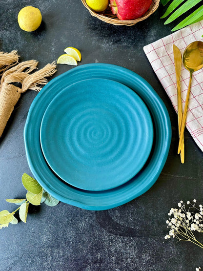 3D Teal Matte Spiral Plate - Set of 2 - The Home Palette -  - Plate