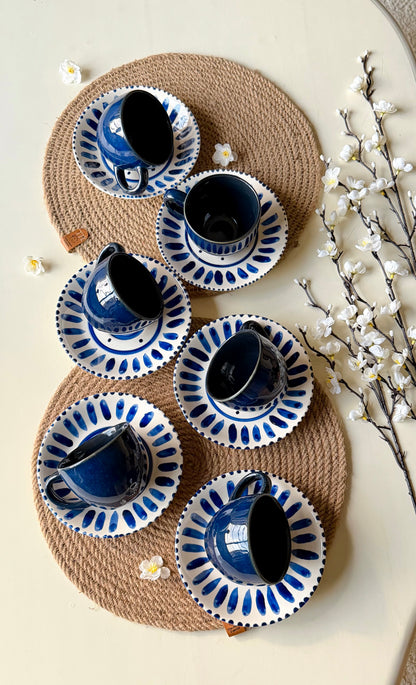 Reactive Santorini Blue Premium Dinner Set 37 pcs, ceramic dinner set by The Home Palette, view 12