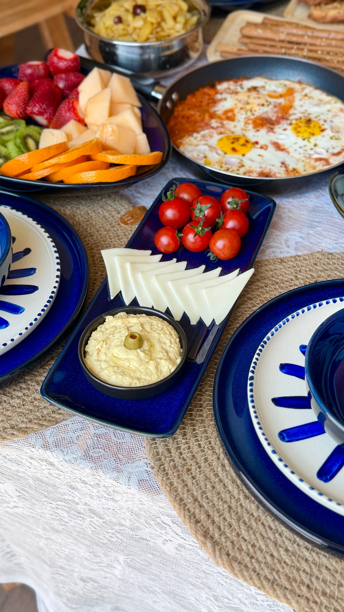 Reactive Santorini Blue Premium Dinner Set 37 pcs, ceramic dinner set by The Home Palette, view 14