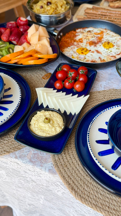 Reactive Santorini Blue Premium Dinner Set 37 pcs, ceramic dinner set by The Home Palette, view 14