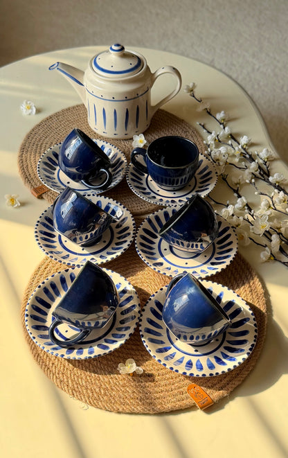 Reactive Santorini Blue Premium Dinner Set 37 pcs, ceramic dinner set by The Home Palette, view 8