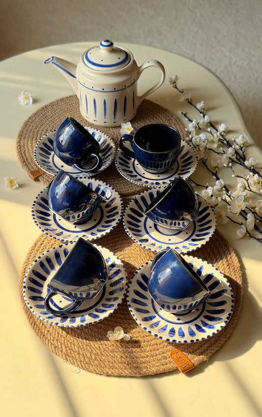 Aura Tea Set - Reactive Santorini Blue