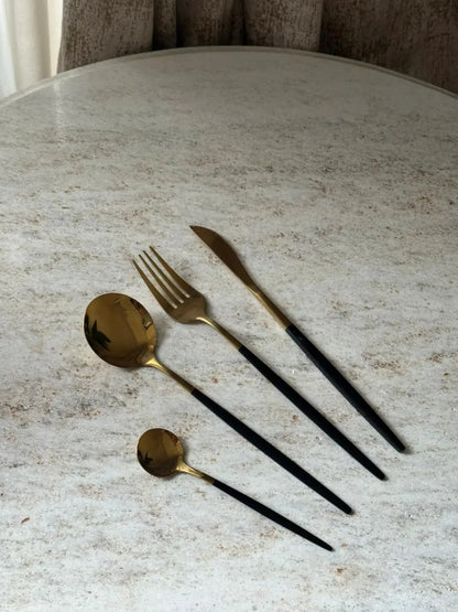 Black Gold Premium Cutlery Set - 24 pcs - The Home Palette - 7999.0 - Cutlery