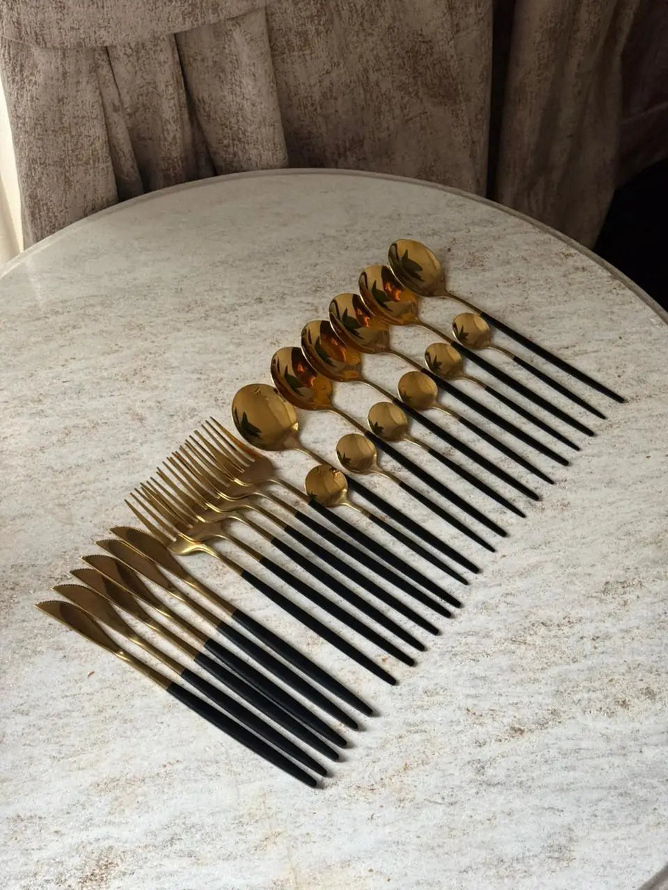 Black Gold Premium Cutlery Set - 24 pcs - The Home Palette - 7999.0 - Cutlery