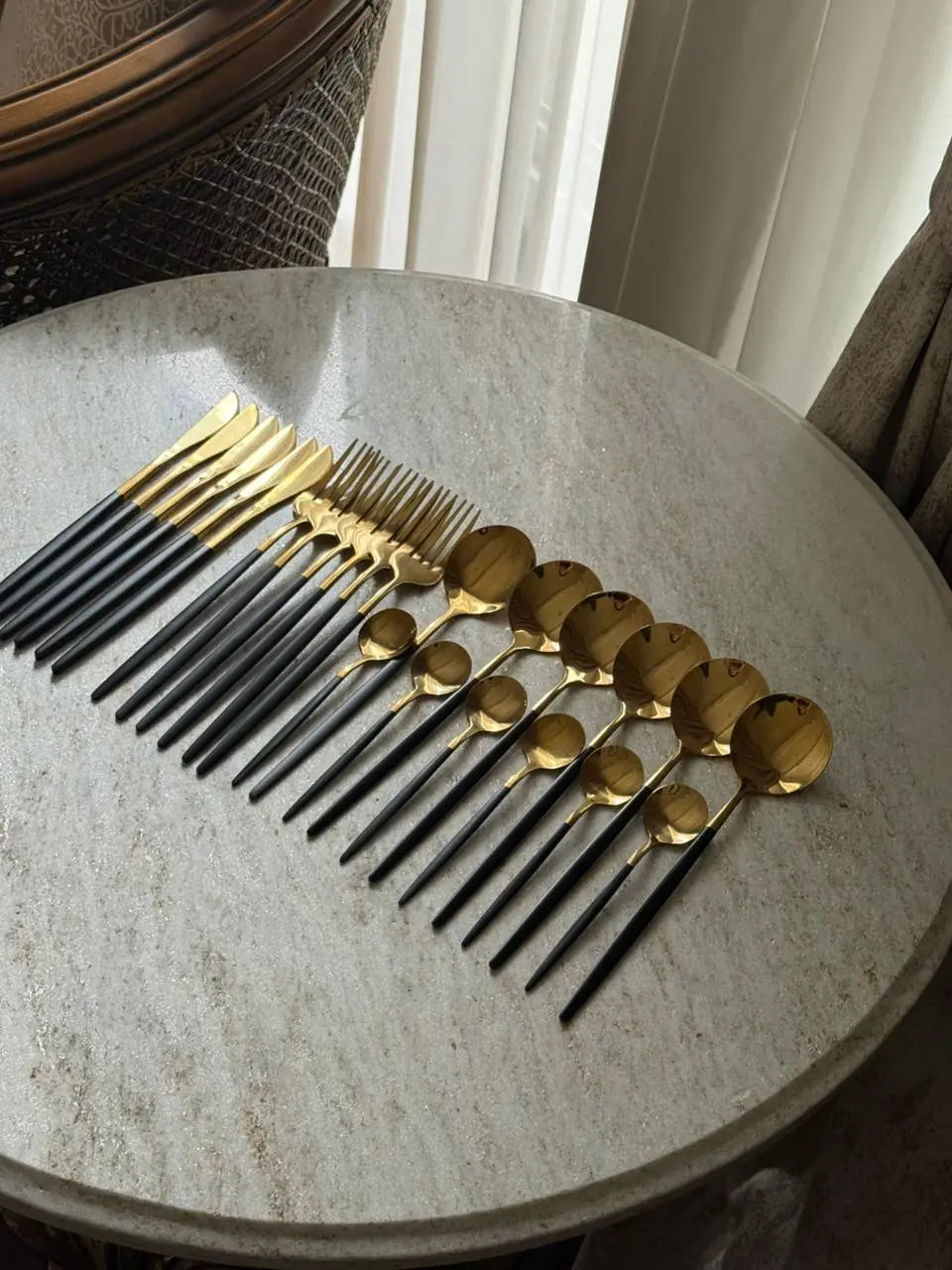 Black Gold Premium Cutlery Set - 24 pcs - The Home Palette - 7999.0 - Cutlery