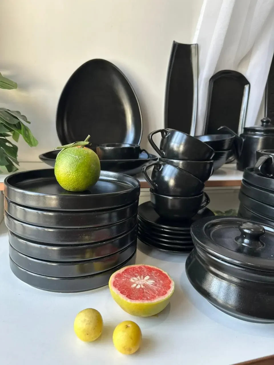 Black Premium Dinner Set - 33 pcs - The Home Palette - 36600.0 - 