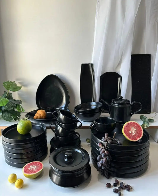 Black Premium Dinner Set - 33 pcs - The Home Palette - 36599.0 - 