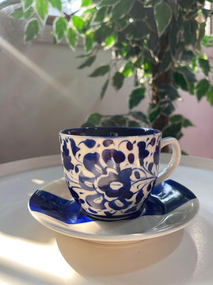 Blue Pottery Cups with Saucer - Set of 6 - The Home Palette -  - cups