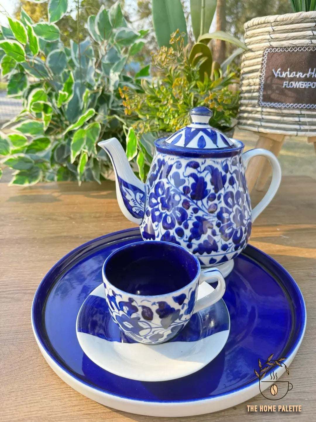 Blue Pottery Cups with Saucer - Set of 6 - The Home Palette -  - cups