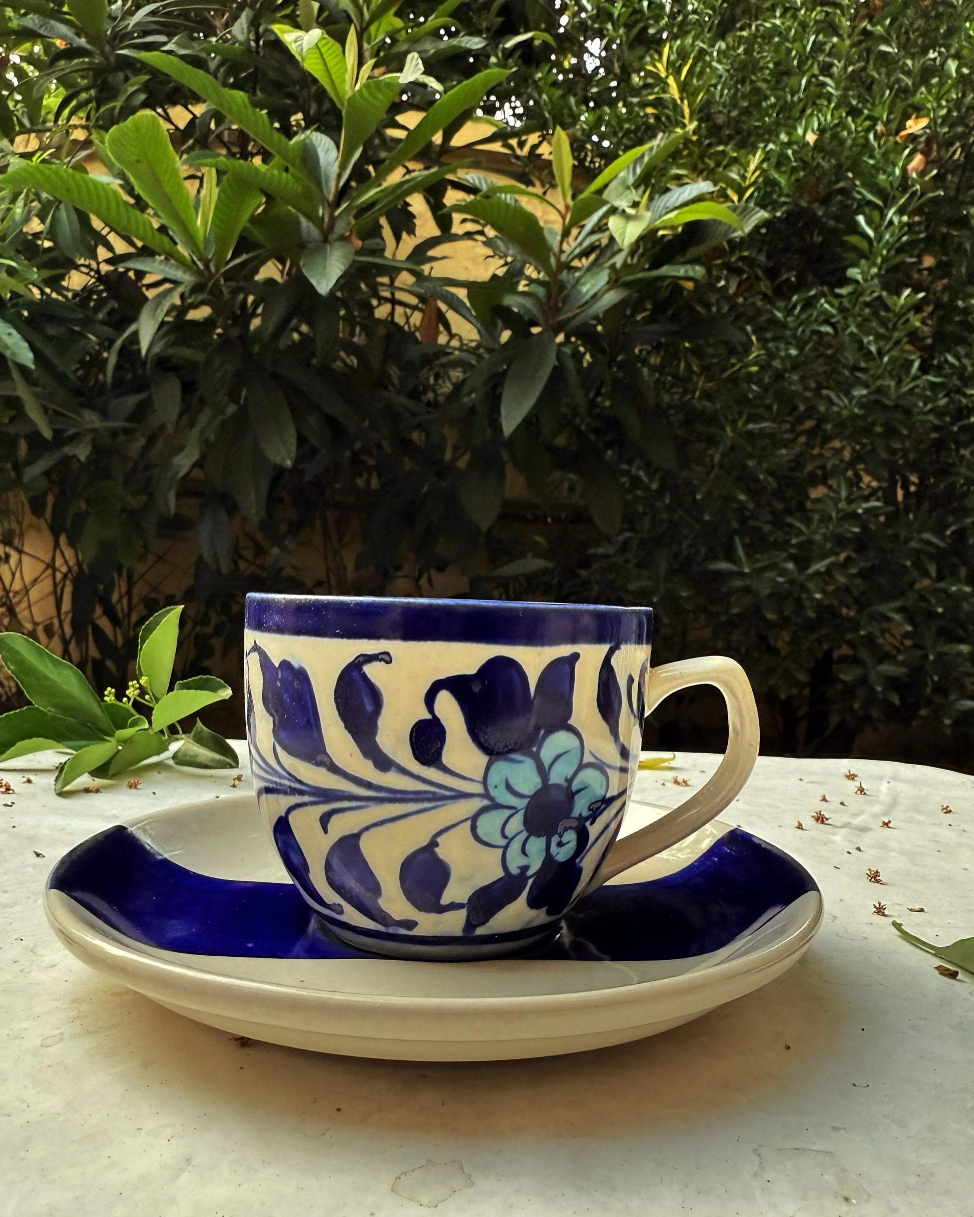Blue Pottery Cups with Saucer - Set of 6 - The Home Palette -  - cups