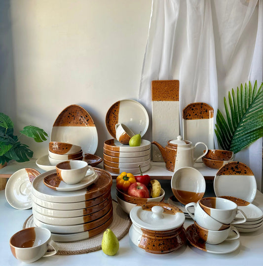 Burnt Maple Premium Dinner Set - 44 pcs - The Home Palette - 47499.0 - 