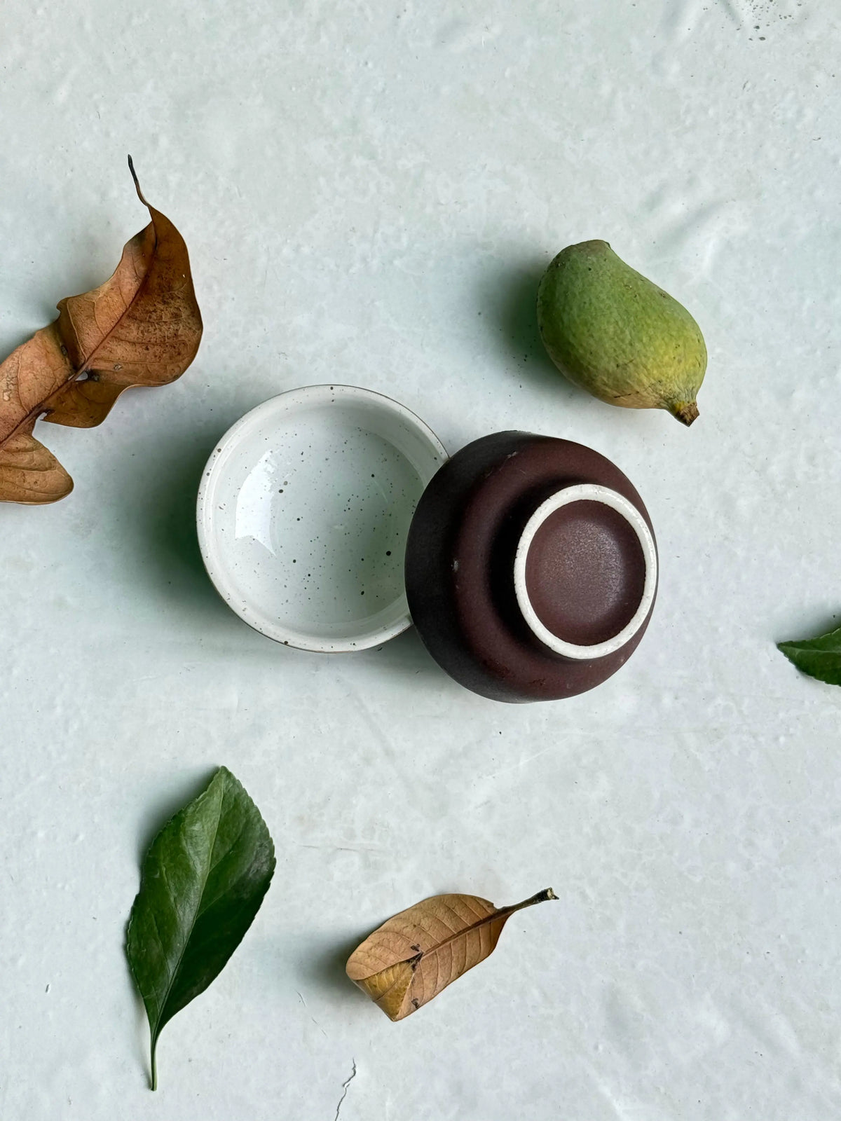 Coconut Terra ramekins, set of 2, brown and speckled white