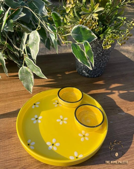 Floral Yellow Platter - The Home Palette -  - Platter