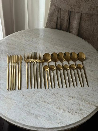 Golden Luxe Cutlery Set - 24 Pcs - The Home Palette - 7499.0 - Cutlery