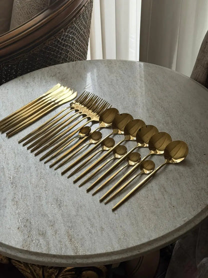 Golden Luxe Cutlery Set - 24 Pcs - The Home Palette - 7499.0 - Cutlery
