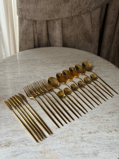 Golden Luxe Cutlery Set - 24 Pcs - The Home Palette - 7499.0 - Cutlery