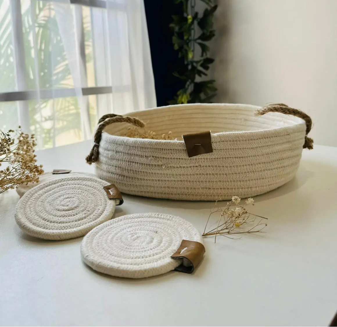Handwoven Basket with Rope Handles - The Home Palette - 2699.0 - Basket
