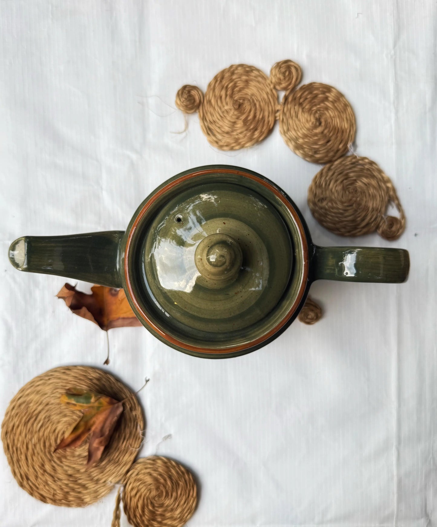 Selin Cups with Saucers (Set of 6) - Green