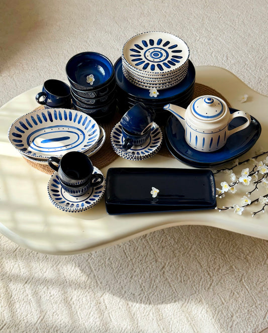 Reactive Santorini Blue Premium Dinner Set - 43 pcs
