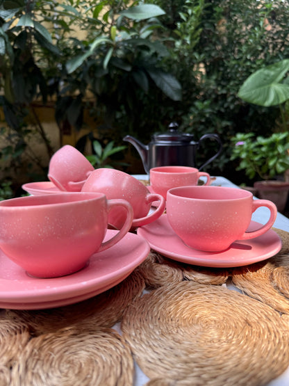 Selin Cups with Saucers (Set of 6) - Pink