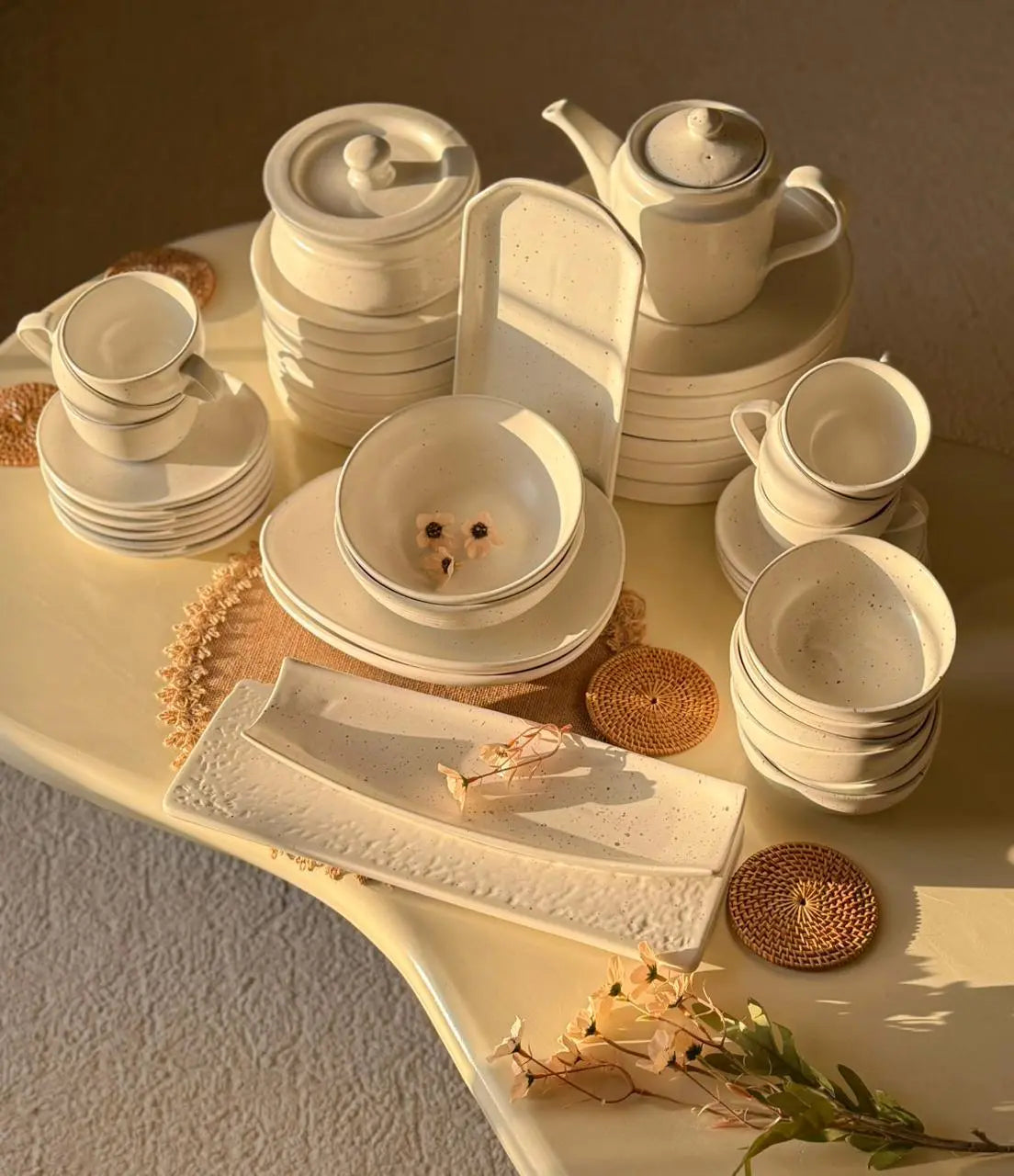 Ivory White Premium Dinner Set - 45 pcs - The Home Palette - 46145.0 - 