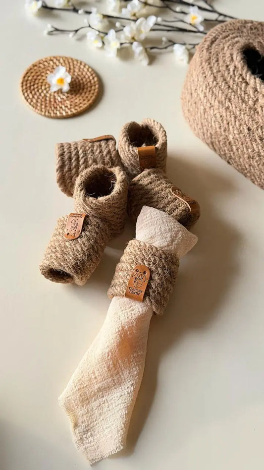 Jute Napkin Holders - Set of 6 - The Home Palette - 2599.0 - Napkin Holders