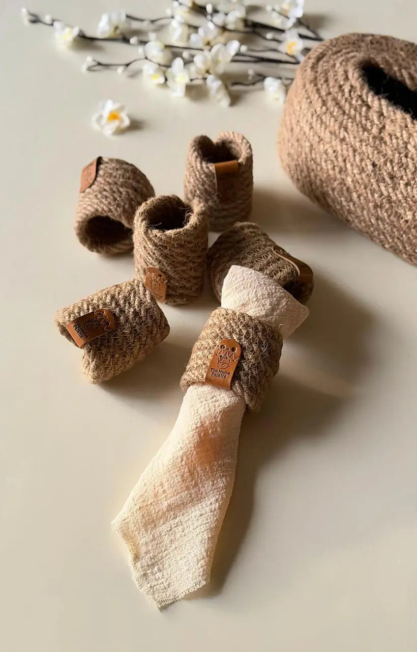Jute Napkin Holders - Set of 6 - The Home Palette - 2599.0 - Napkin Holders