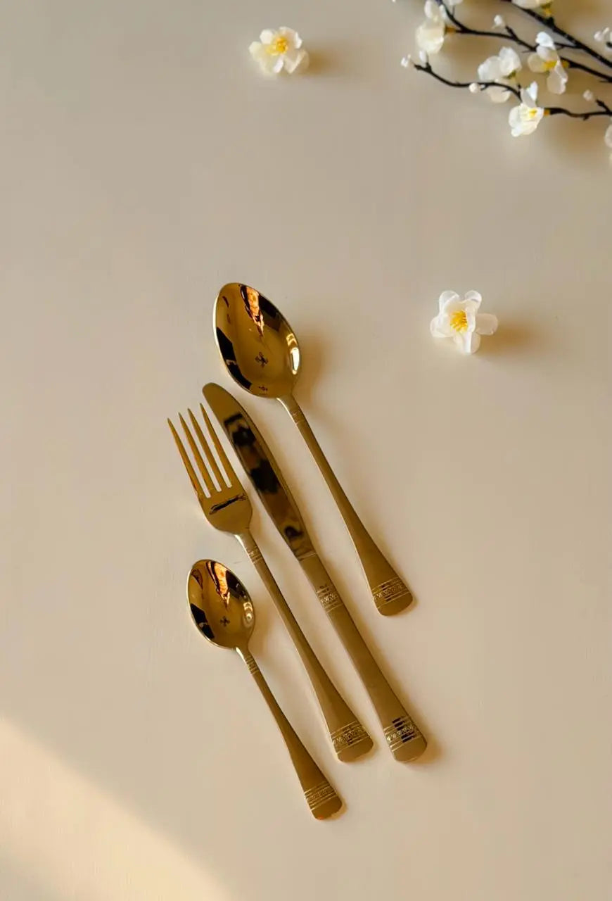 Matte Gold Premium Cutlery Set - The Home Palette - 11999.0 - Cutlery