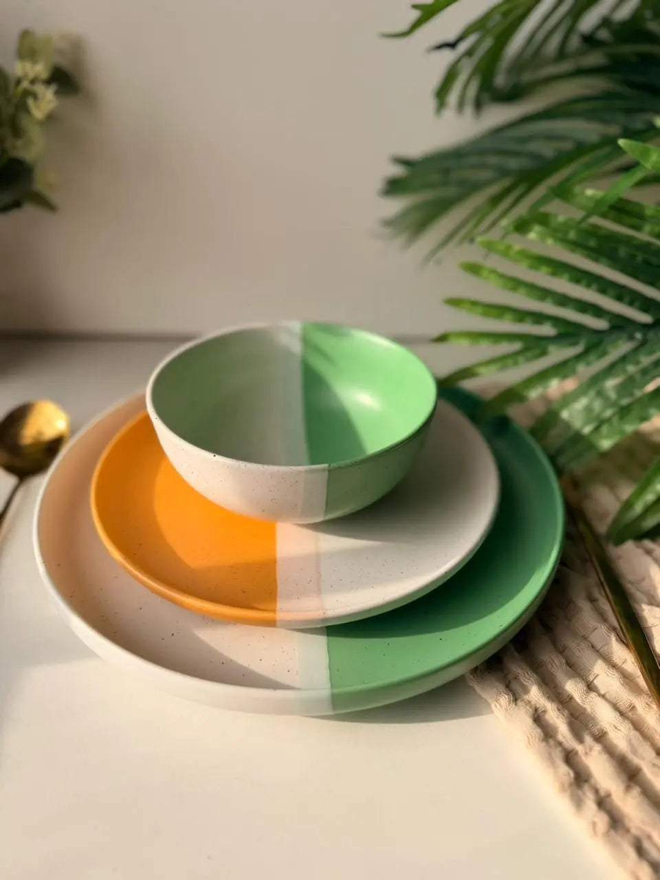 Mustard Green Dinner Set - 36 pcs - The Home Palette - 34800.0 - 