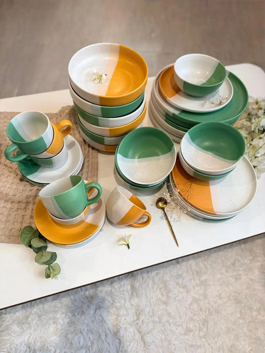 Mustard Green Dinner Set - 36 pcs - The Home Palette - 34800.0 - 