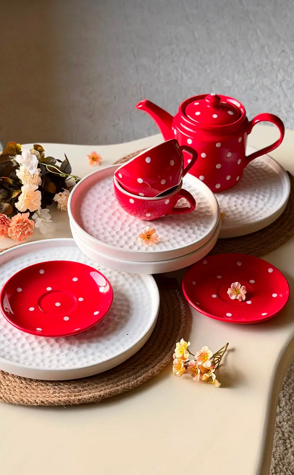 Ivory Pearl X Polka Joy Duo Set - 9 pcs (2 person)