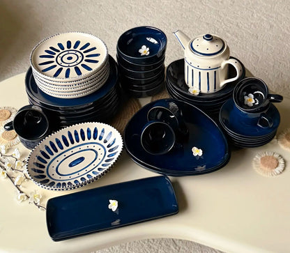 Reactive Santorini Blue Premium Dinner Set - 43 pcs - The Home Palette - 53999.0 - 
