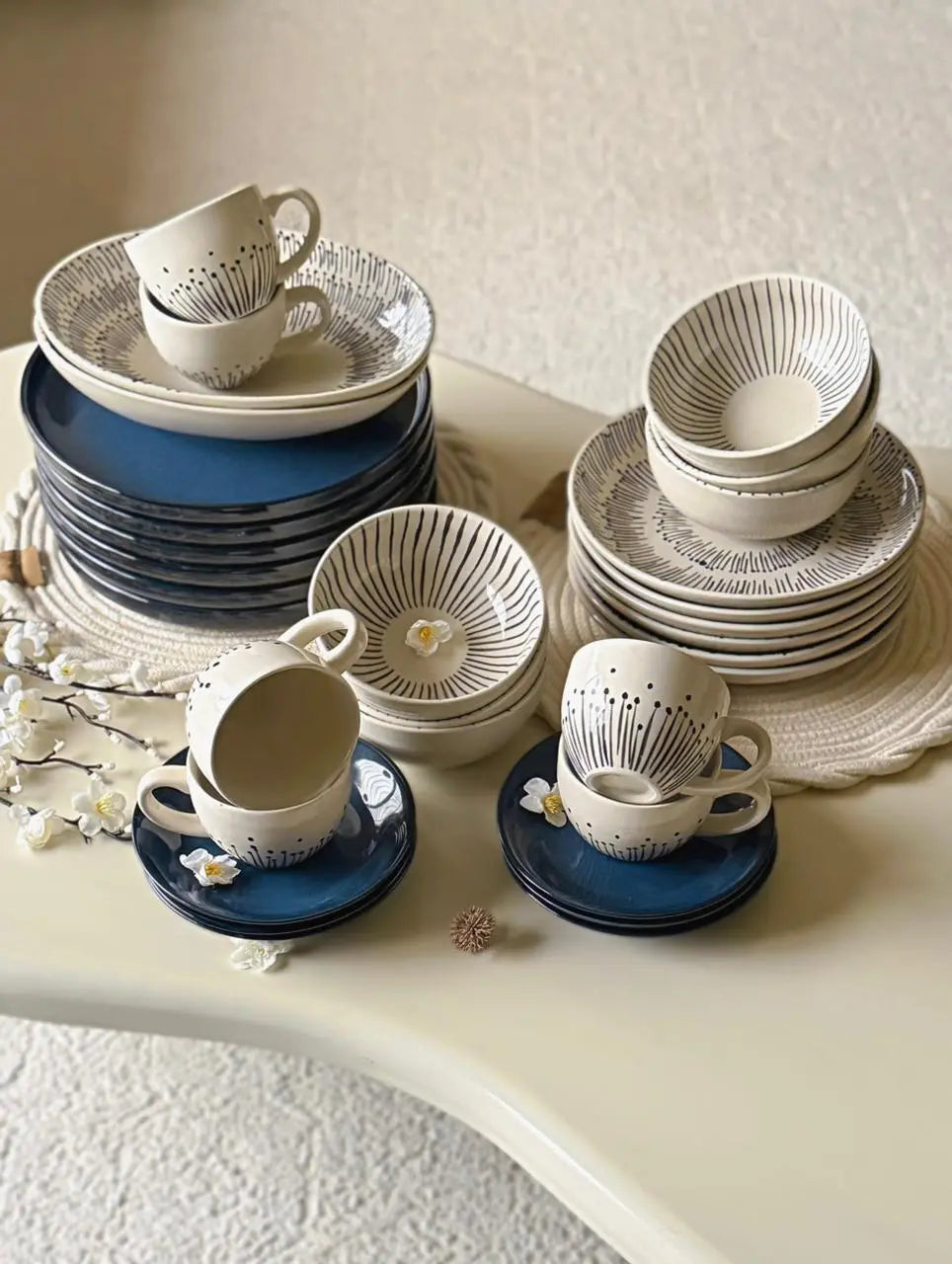 Riviera Blue Dinner Set - 32 pcs - The Home Palette - 36999.0 - 
