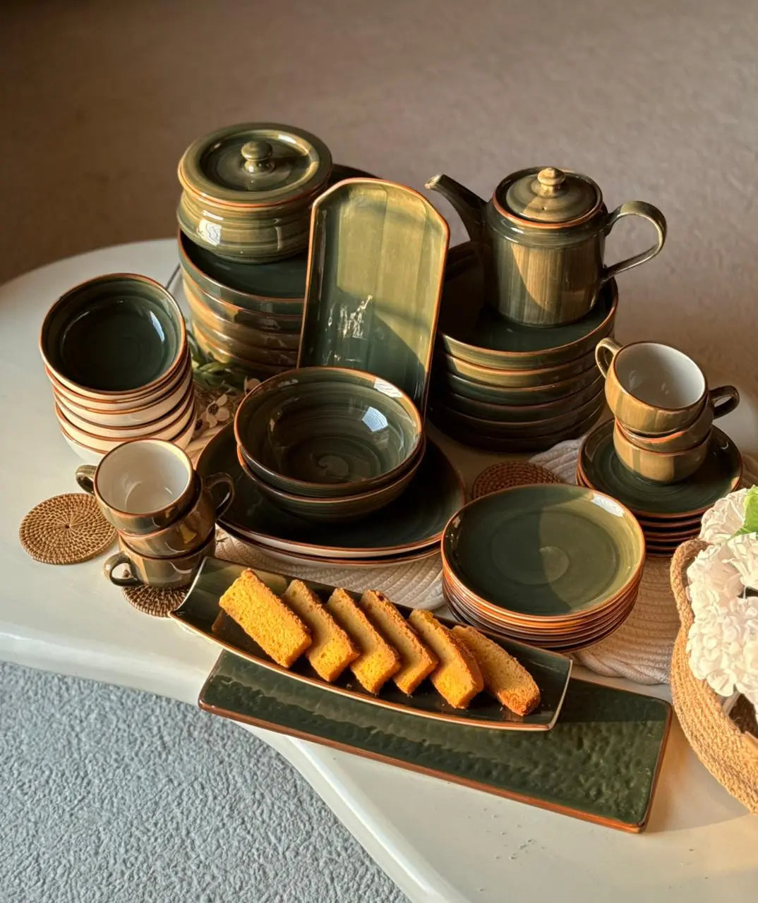 Sage Green Premium Dinner Set - 45 pcs - The Home Palette - 46145.0 - 