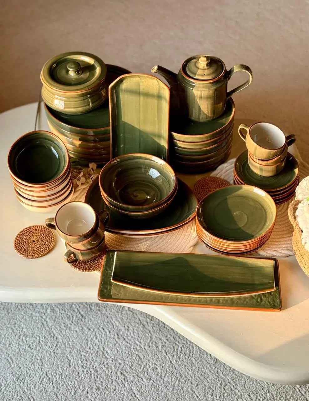 Sage Green Premium Dinner Set - 45 pcs - The Home Palette - 48999.0 - 