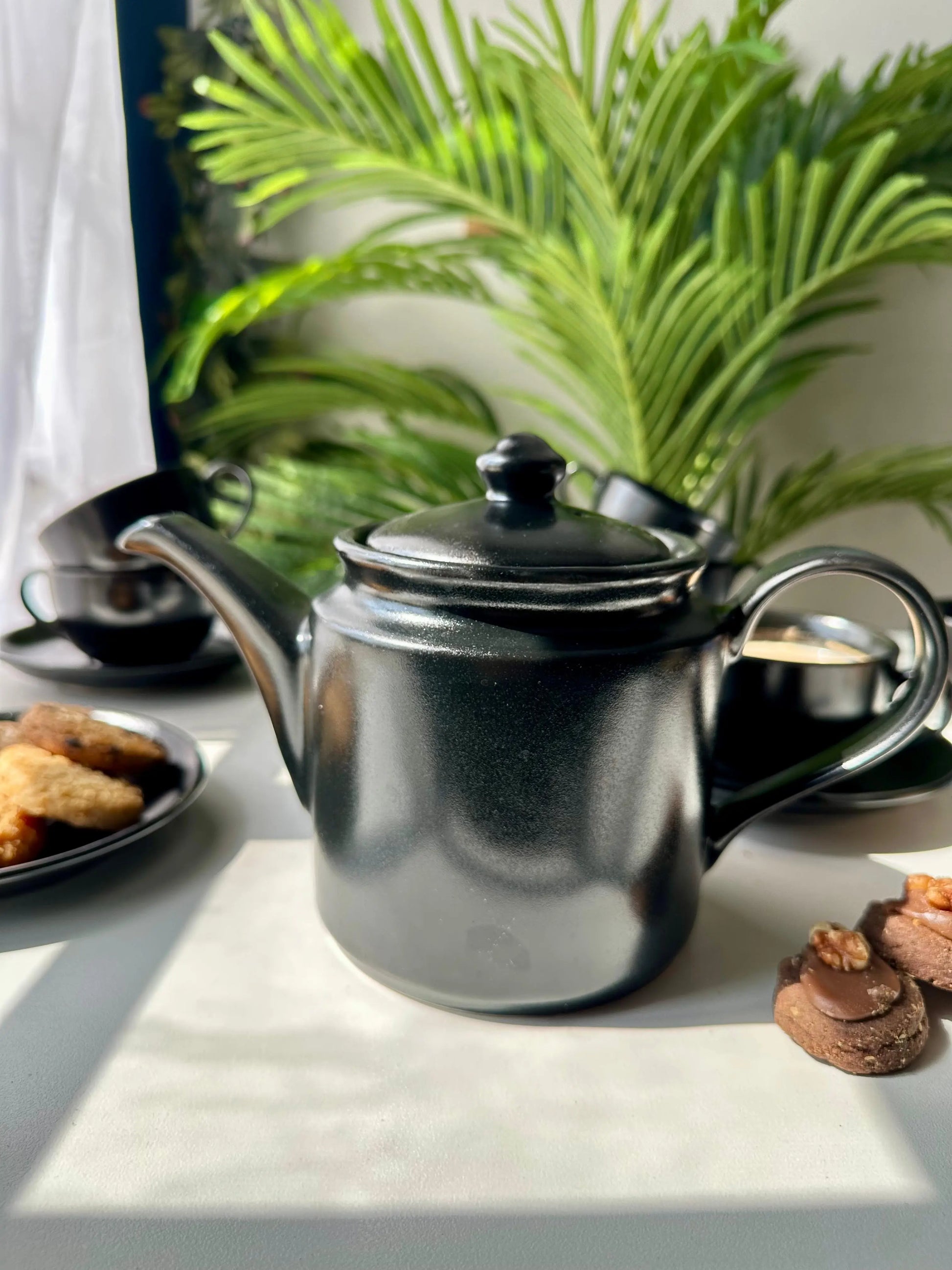 Selin Cups with Saucers (Set of 6) - Black Matte - The Home Palette - 4999.0 - cups