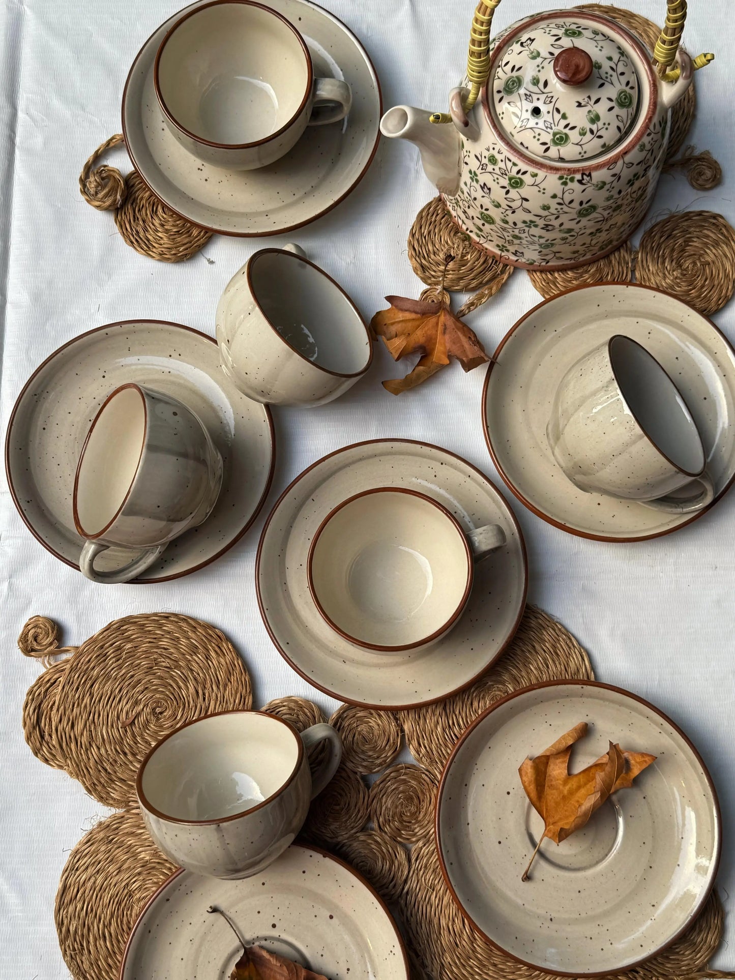 Selin Cups with Saucers (Set of 6) - Grey - The Home Palette - 1499.0 - cups