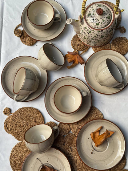 Selin Cups with Saucers (Set of 6) - Grey - The Home Palette - 1499.0 - cups