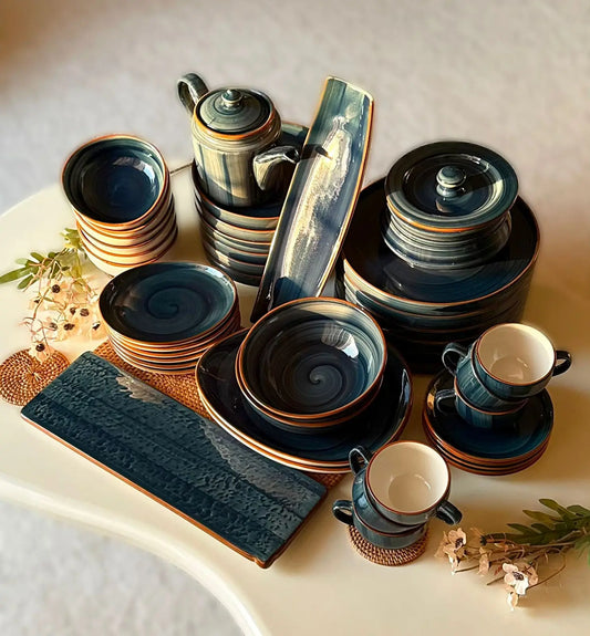 Teal Premium Dinner Set - 45 pcs - The Home Palette - 46145.0 - 