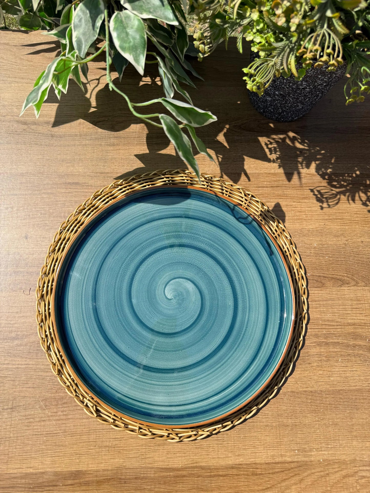 Teal Spiral Platter - The Home Palette -  - Platter