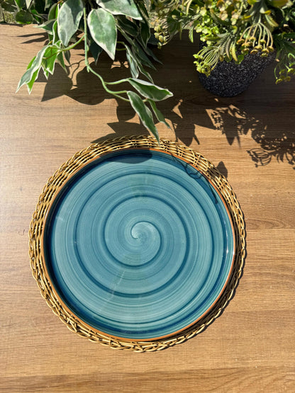 Teal Spiral Platter - The Home Palette -  - Platter